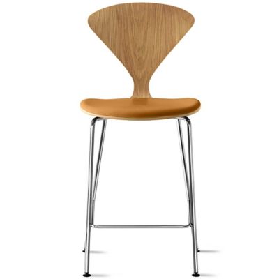 Cherner Chair Company Cherner Metal Base Stool with Seat Pad - Color: Wood 