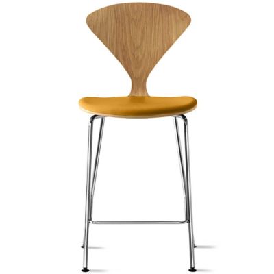 Cherner Chair Company Cherner Metal Base Stool with Seat Pad - Color: Wood 