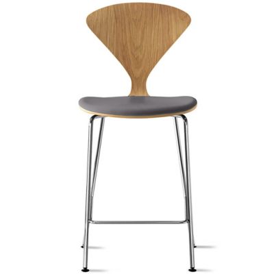 Cherner Chair Company Cherner Metal Base Stool with Seat Pad - Color: Wood 