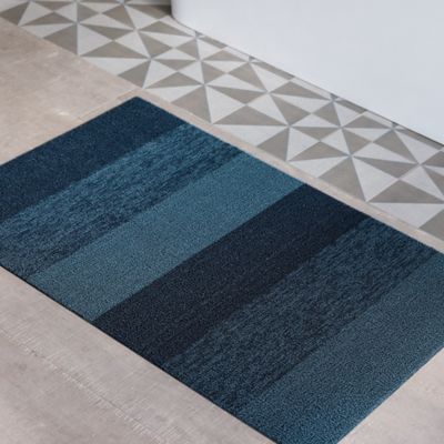 Chilewich Marbled Stripe Shag Floormat - Color: Blue - Size: 24 x 36 -
