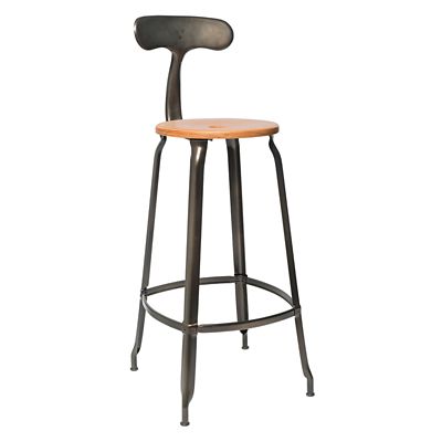 Chaises Nicolle Nicolle Loom & Metal Bar Stool - Color: Grey - CH 75 L NL