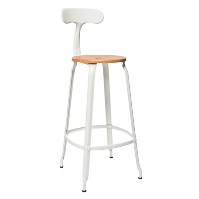 Chaises Nicolle Nicolle Loom & Metal Bar Stool - Color: White - CH 75 L NB