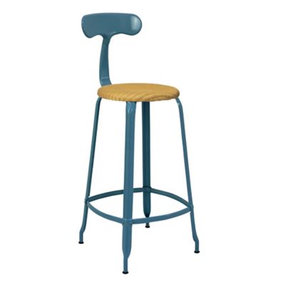 Chaises Nicolle Nicolle Loom & Metal Bar Stool - Color: Blue - CH 75 L NBPB