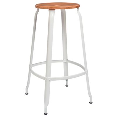 Chaises Nicolle Nicolle Wood & Metal Bar & Counter Stool - Color: White - S