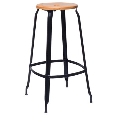 Chaises Nicolle Nicolle Wood & Metal Bar & Counter Stool - Color: Black - S