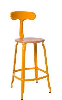 Chaises Nicolle Nicolle® Wood & Metal Backrest Chair - Color: Yellow - Si