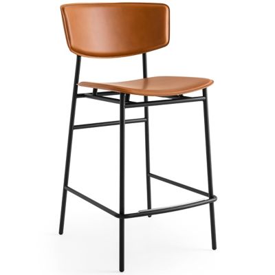 Calligaris Fifties Upholstered Metal Stool - Color: Brown - CS1864020015L10