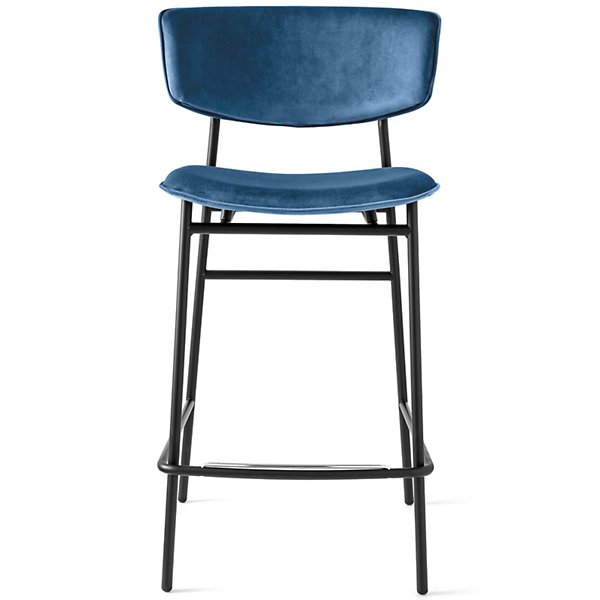 Calligaris Fifties Upholstered Metal Stool - Color: Blue - CS1864000015S0J0