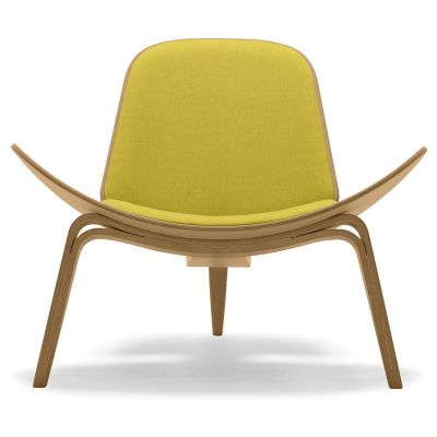 Carl Hansen CH07 Shell Lounge Chair - Color: Yellow - CH07 - OAK LAQ - HALL