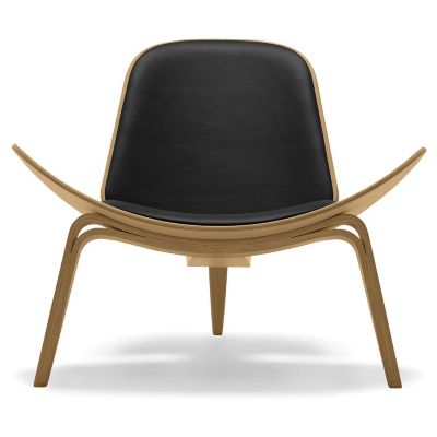 Carl Hansen CH07 Shell Lounge Chair - Color: Black - CH07 - OAK LAQ - THOR 