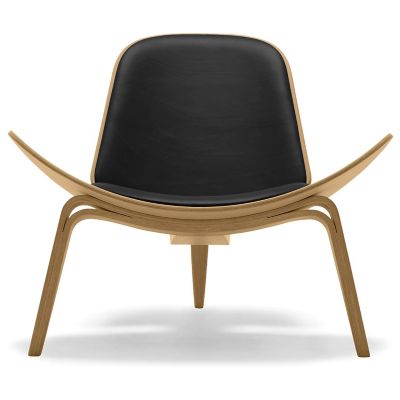 Carl Hansen CH07 Shell Lounge Chair - Color: Black - CH07 - OAK OIL - THOR 