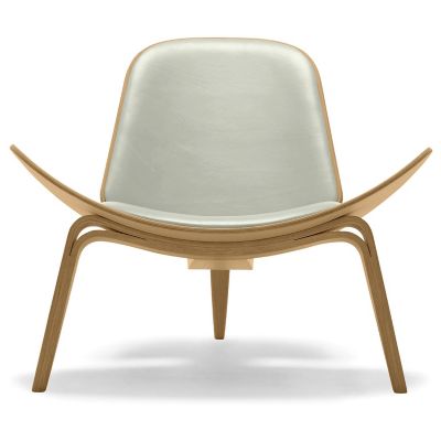 Carl Hansen CH07 Shell Lounge Chair - Color: White - CH07 - OAK OIL - THOR 