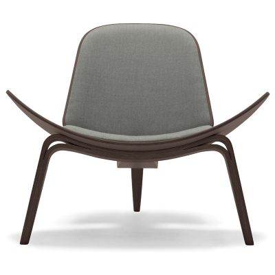 Carl Hansen CH07 Shell Lounge Chair - Color: Grey - CH07 - WAL LAQ - HALLIN