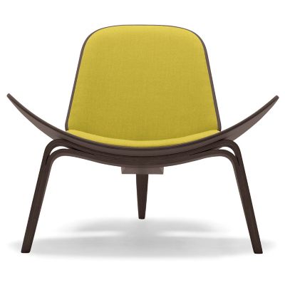 Carl Hansen CH07 Shell Lounge Chair - Color: Yellow - CH07 - WAL LAQ - HALL