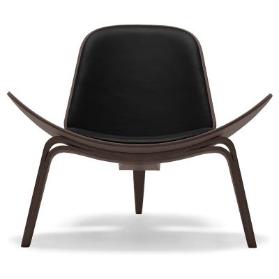 Carl Hansen CH07 Shell Lounge Chair - Color: Black - CH07 - WAL LAQ - LOKE 