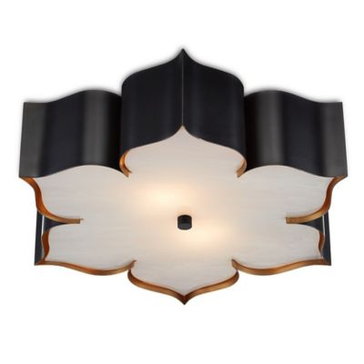 Currey & Company Grand Lotus Flushmount Light - Color: Black - Size: 2 ligh