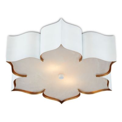 Currey & Company Grand Lotus Flushmount Light - Color: White - Size: 2 ligh