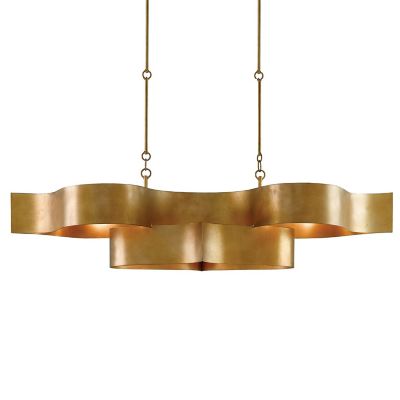 Currey & Company Grand Lotus Linear Chandelier - Color: Gold - Size: 6 ligh