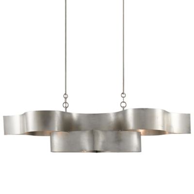 Currey & Company Grand Lotus Linear Chandelier - Color: Silver - Size: 6 li