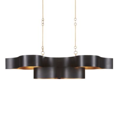 Currey & Company Grand Lotus Linear Chandelier - Color: Black - Size: 6 lig