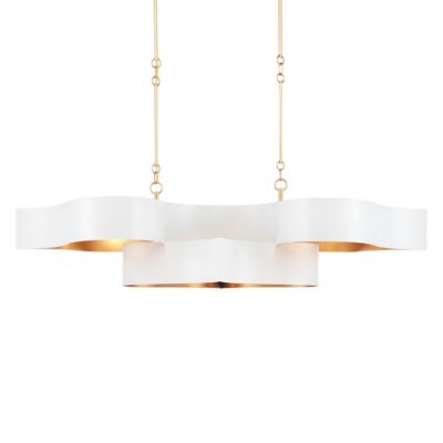 Currey & Company Grand Lotus Linear Chandelier - Color: White - Size: 6 lig