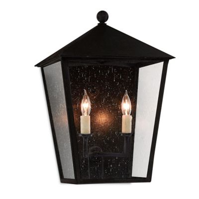 Currey & Company Bening Outdoor Wall Sconce - Color: Black - Size: Medium -