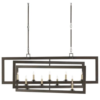 Currey & Company Middleton Linear Chandelier - Color: Bronze - Size: 11 lig