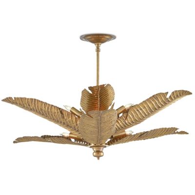 Currey & Company Tropical Semi-Flushmount Light - Color: Brass - Size: 6 li