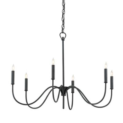 Currey & Company Tirrell Single Tier Chandelier - Color: Black - Size: 6 li