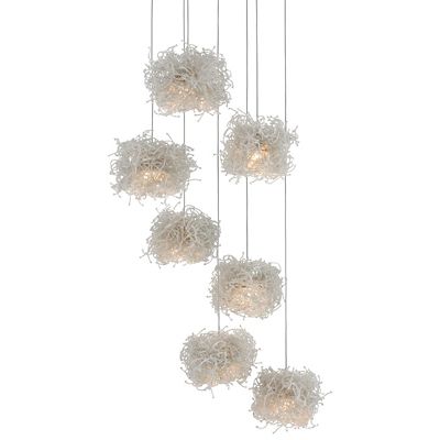 Currey & Company Birds Nest Multi-Light Pendant Light - Color: Silver - Siz