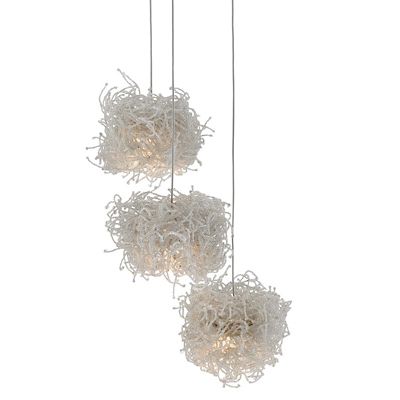 Currey & Company Birds Nest Multi-Light Pendant Light - Color: Silver - Siz