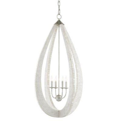 Currey & Company Arietta Teardrop Chandelier - Color: White - Size: 4 light