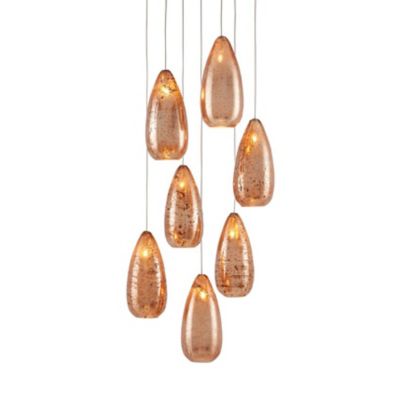 Currey & Company Rame Multi-Drop Pendant Light - Color: Gold - Size: 7 ligh