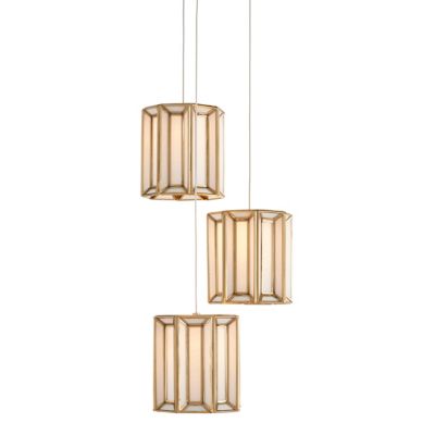 Currey & Company Daze Multi Drop Pendant Light - Color: Brass - Size: 3 lig