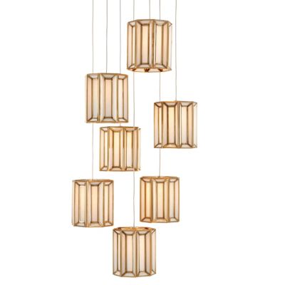 Currey & Company Daze Multi Drop Pendant Light - Color: Brass - Size: 7 lig