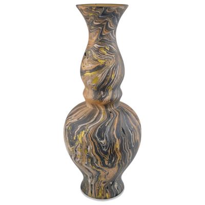 Currey & Company Brown Marbleized Double Gourd Vase - Color: Black - 1200-0