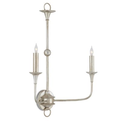 Currey & Company Nottaway Double Wall Sconce - Color: Silver - Size: 2 ligh