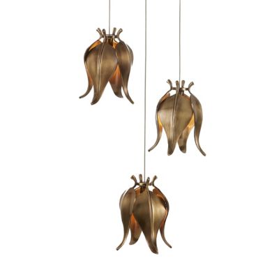 Currey & Company Iota Multi-Light Pendant Light - Color: Brass - Size: 3 li