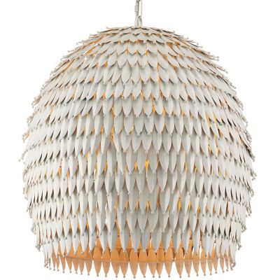 Currey & Company Overlay Dome Pendant Light - Color: White - Size: 3 light 