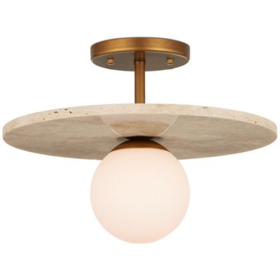 Currey & Company Apricity Semi-Flushmount Light - Color: Beige - Size: 1 li