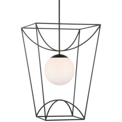 Currey & Company Rochefort Outdoor Pendant Light - Color: Black - Size: 21