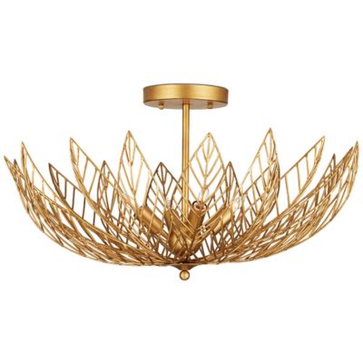 Currey & Company Leaflace Semi-Flushmount Light - Color: Gold - Size: 4 lig