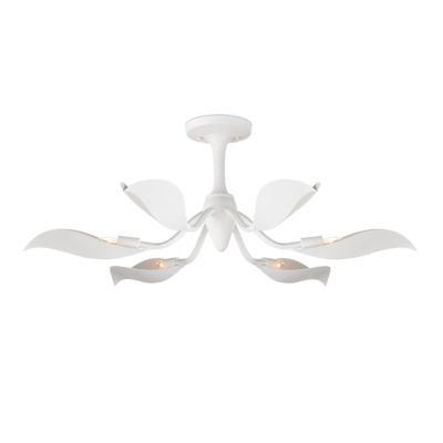 Currey & Company Snowflower Semi-Flush Mount - Color: White - Size: 6 light