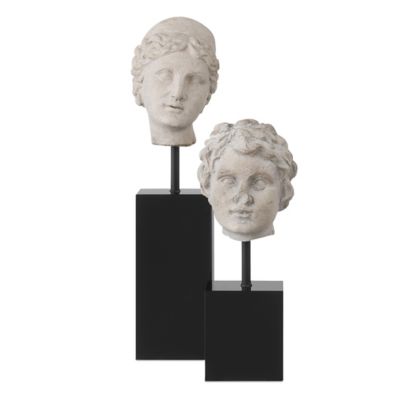 Currey & Company Venus Head on Stand, Set of 2 - Color: White - 1200-0932