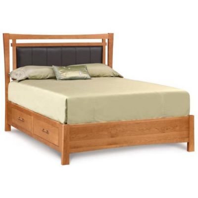 Copeland Furniture Monterey Storage Bed with Upholstered Panel - Color: Brown - Size: King - 1-MON-21-53-STOR-Wooly Light Smoke