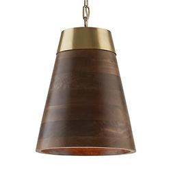 Wood and Brass Cone Pendant