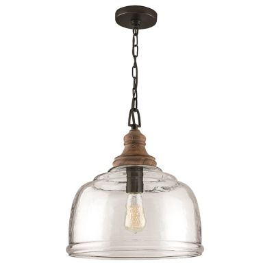 Capital Lighting Wood and Glass Bell Pendant Light - Color: Clear - Size: 1