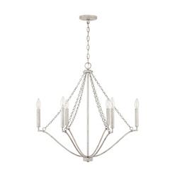 White Washed 6-Light Chandelier
