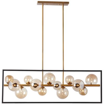 Dainolite Glasgow Rectangular Linear Chandelier Light - Color: Black - Size