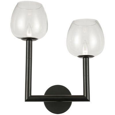 Dainolite Nora 2-Light Wall Sconce - Color: Black - Size: Left - NOR-L-112W